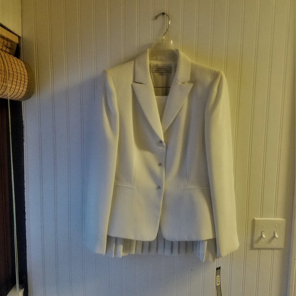 Tahari White Pin Striped Skirt Suit (NWT)
